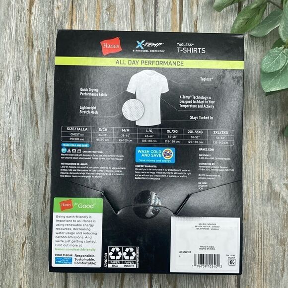 Hanes X-Temp All Day Breathable Mesh Crewneck Undershirt T-Shirt White 3-Pack S - Picture 2 of 9